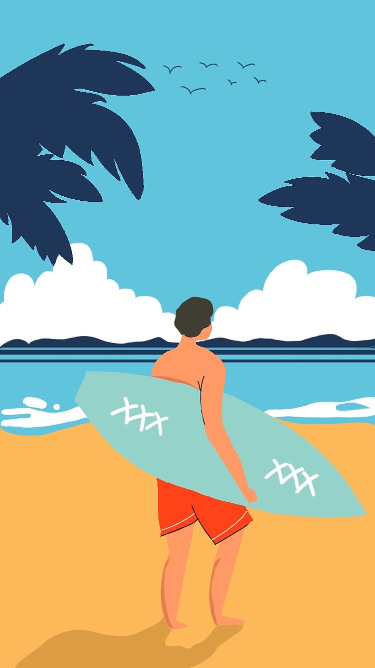海边冲浪|插画|创作习作|sports_设计丝 - 原创作品 - 站酷 (zcool)