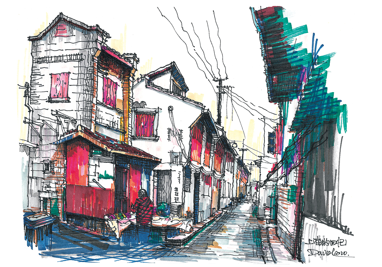 马克笔风景速写
