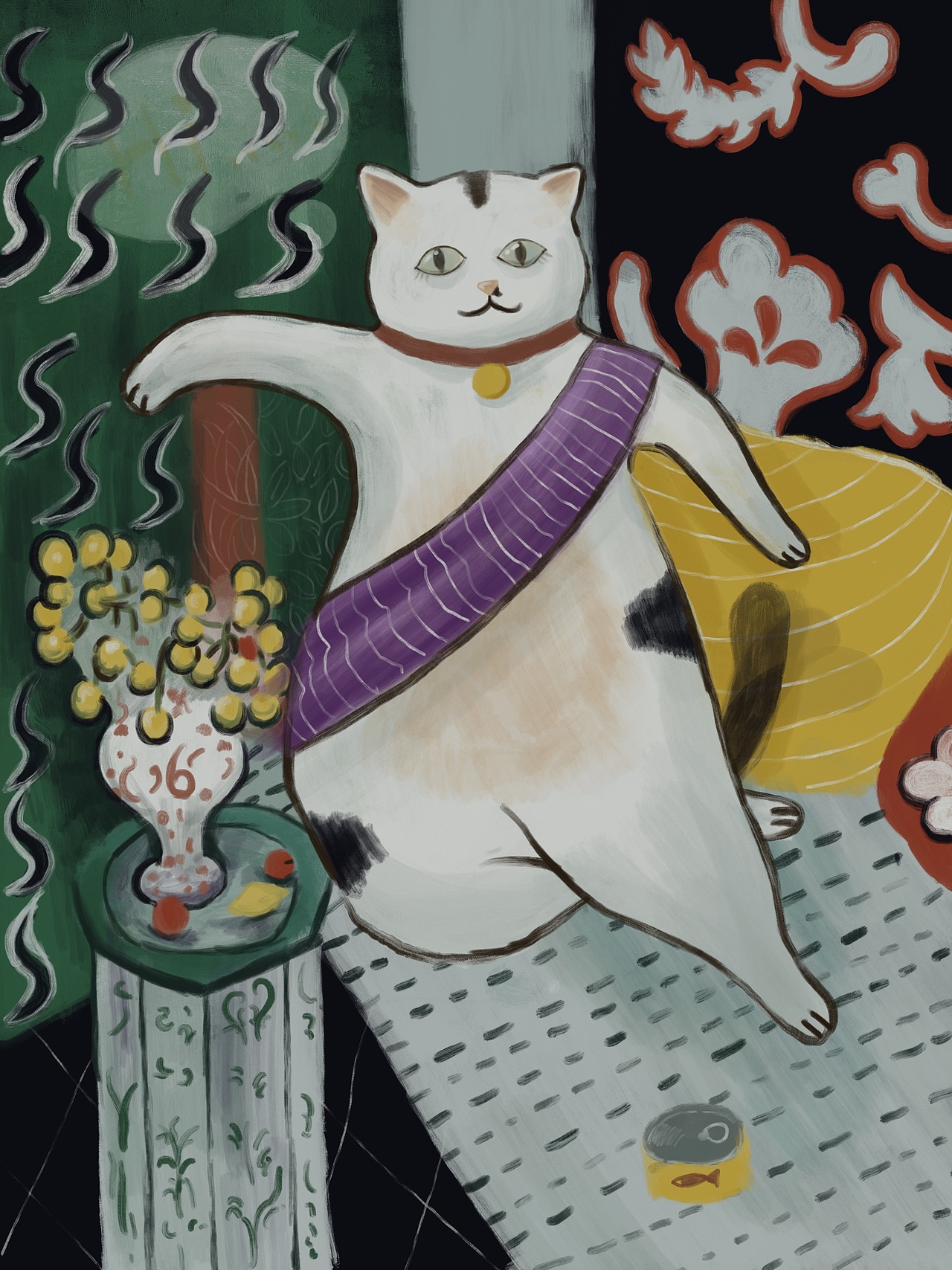 马蒂斯喵～标签手绘插画画猫马蒂斯ipad临摹创作时间20