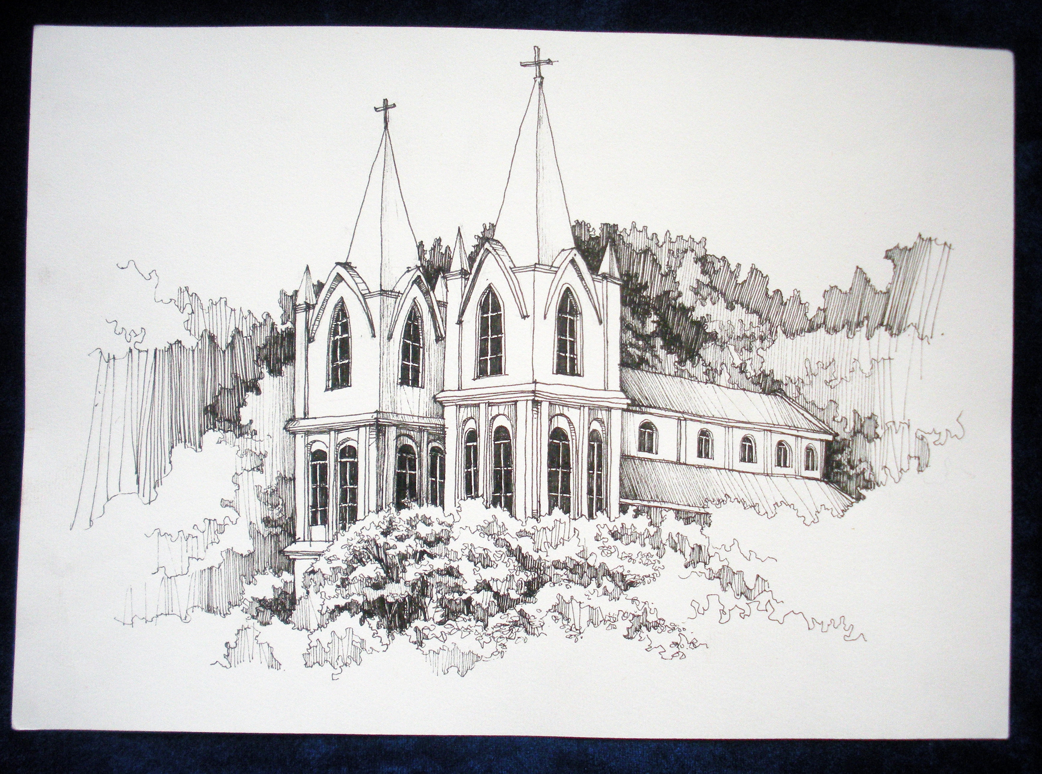 洪家楼教堂手绘图片