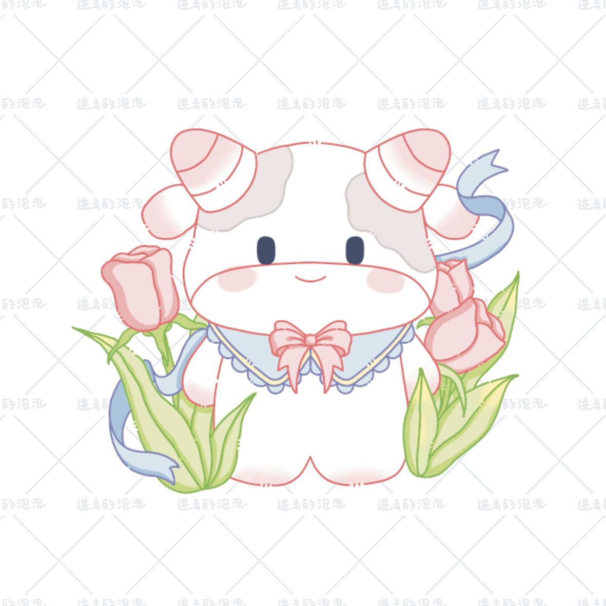 原创贴纸|奶牛与花花