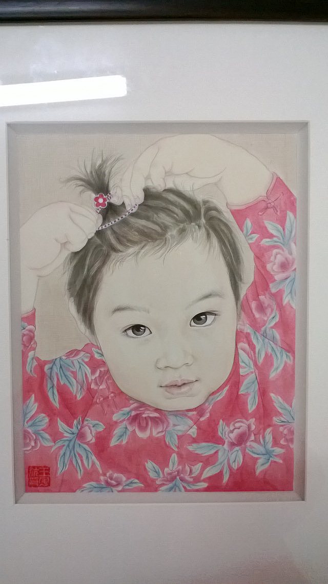 怀念大学作品国画工笔画儿童头像