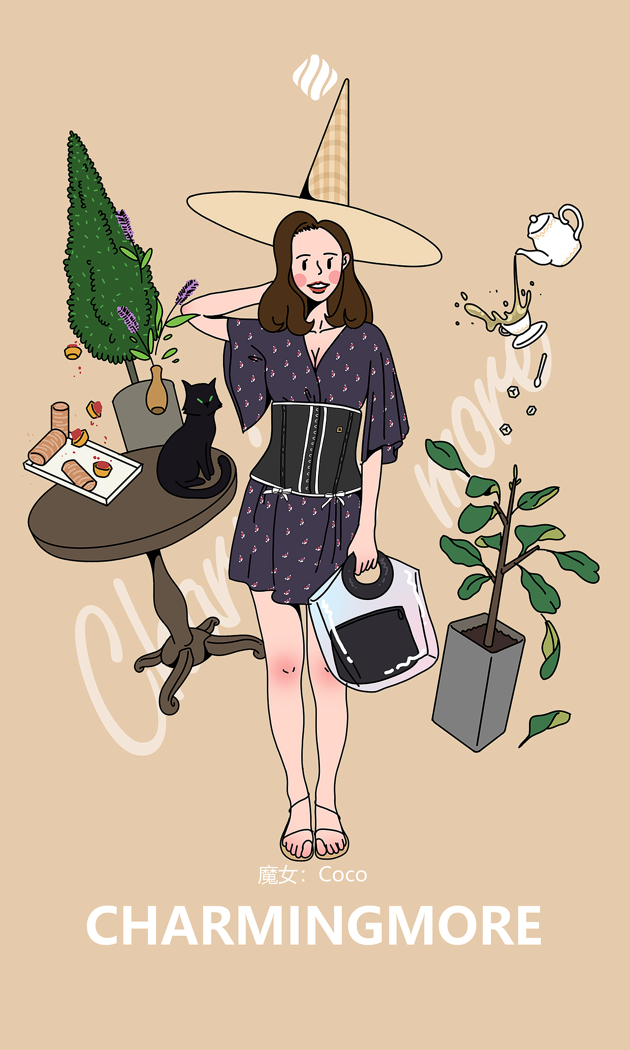 #插画人物 witch（图ZMTU1NDgzMjg0） - 商业插画 - 站酷设计师小士心原创素材 - 站酷ZCOOL
