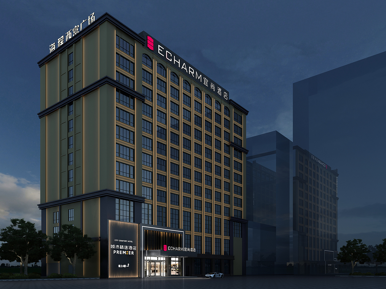 连锁酒店外观门头