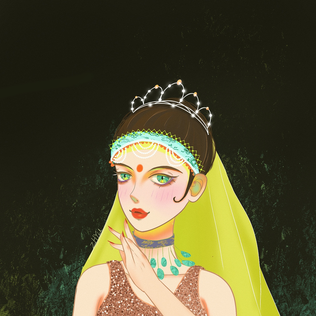 新疆民族女孩头像插画（图ZMjg2MTkyMzMy） - 创作习作 - 站酷设计师小青柠不是水果原创素材 - 站酷ZCOOL