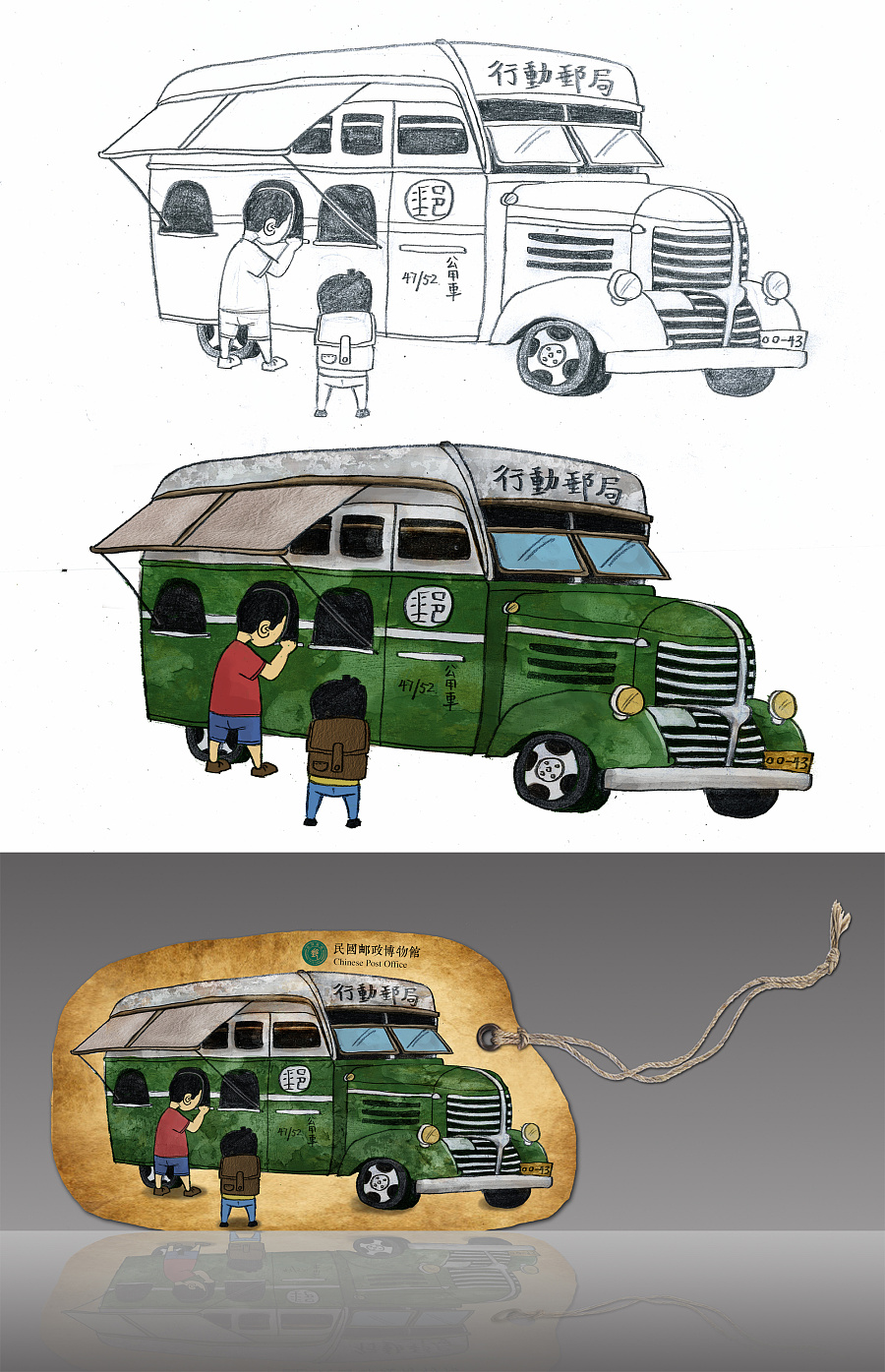 一套复古邮政书签明信片|其他插画|插画|牧头人 - 原创设计作品