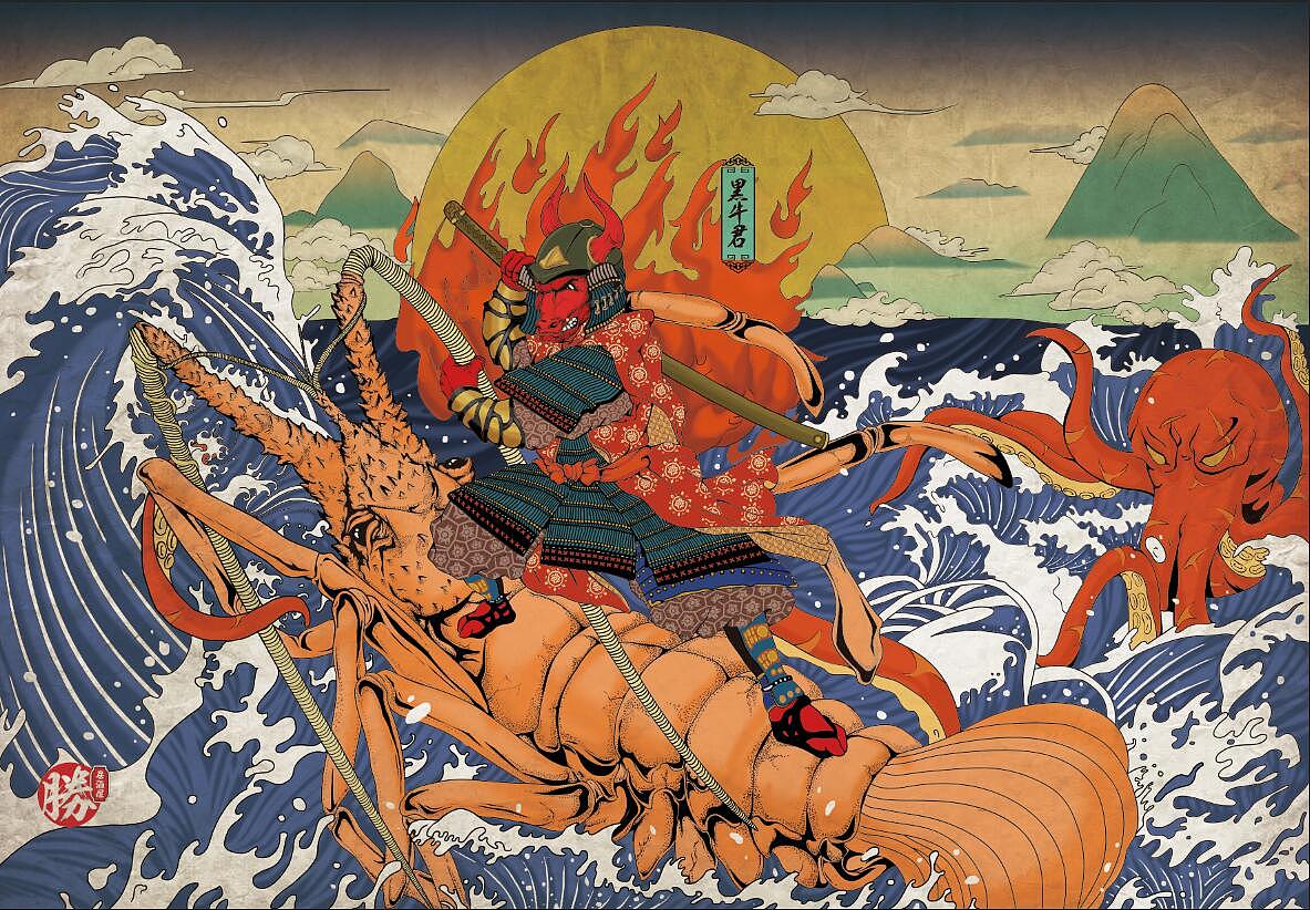 浮世绘风格创作电子壁画（图ZOTY3MDU4NDg=） - 商业插画 - 站酷设计师町当原创素材 - 站酷ZCOOL