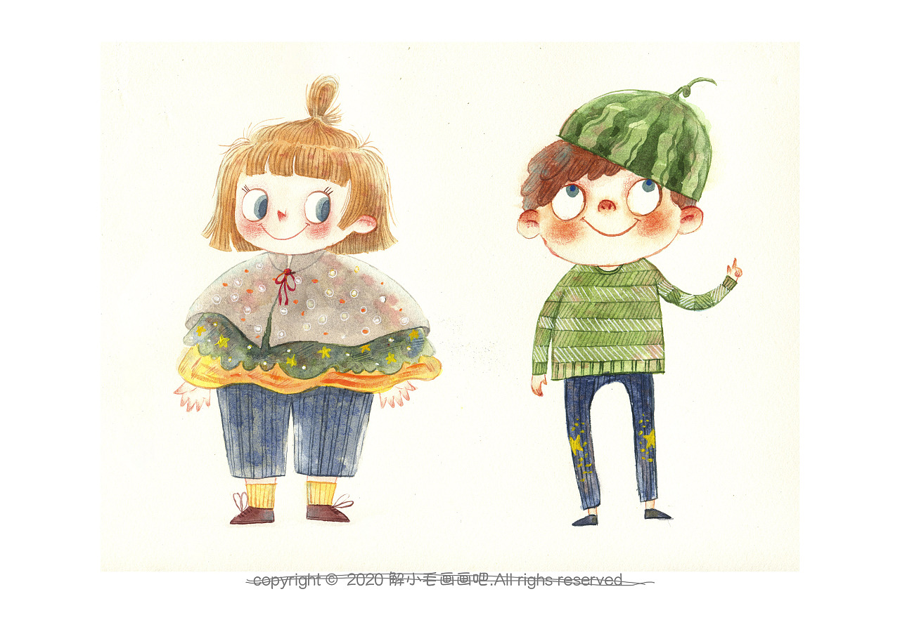 水彩人物|插画|儿童插画|解小毛插画 - 原创作品 - 站酷 (zcool)