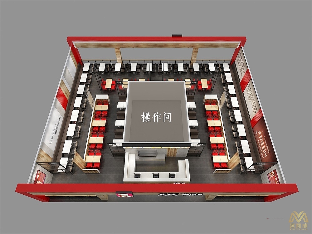 肯德基炸鸡汉堡店炸鸡小吃店设计#餐厅设计#汉堡店设计（图ZMjE2MjI4MTE2） - 家装设计 - 站酷设计师名凯成装饰设计原创素材 - 站酷ZCOOL