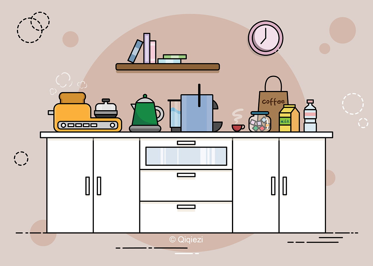 扁平线条风插画