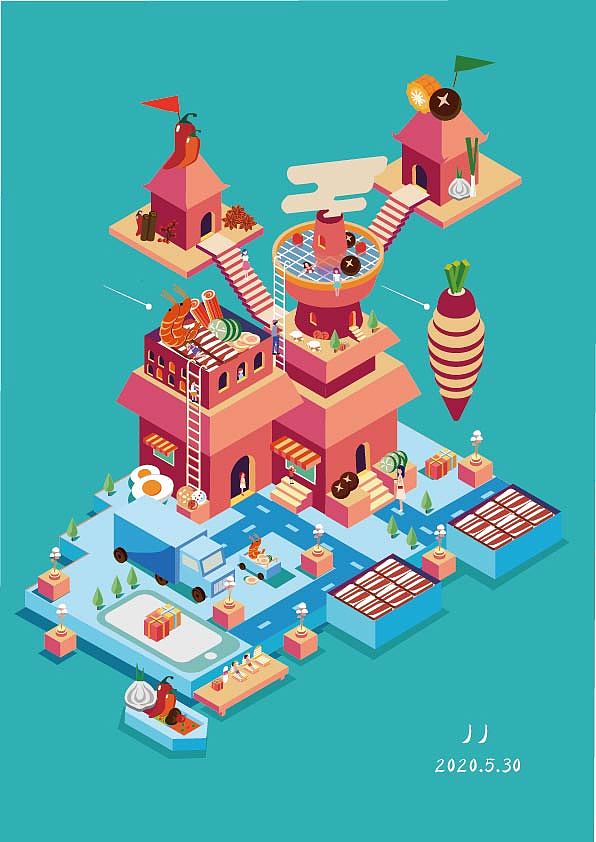 2.5D插画（图ZMjE0MDczMDQ4） - 商业插画 - 站酷设计师一几波妞酱原创素材 - 站酷ZCOOL