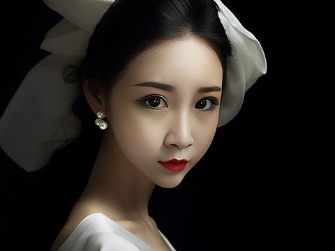 AI摄影｜带珍珠的女孩人像写真