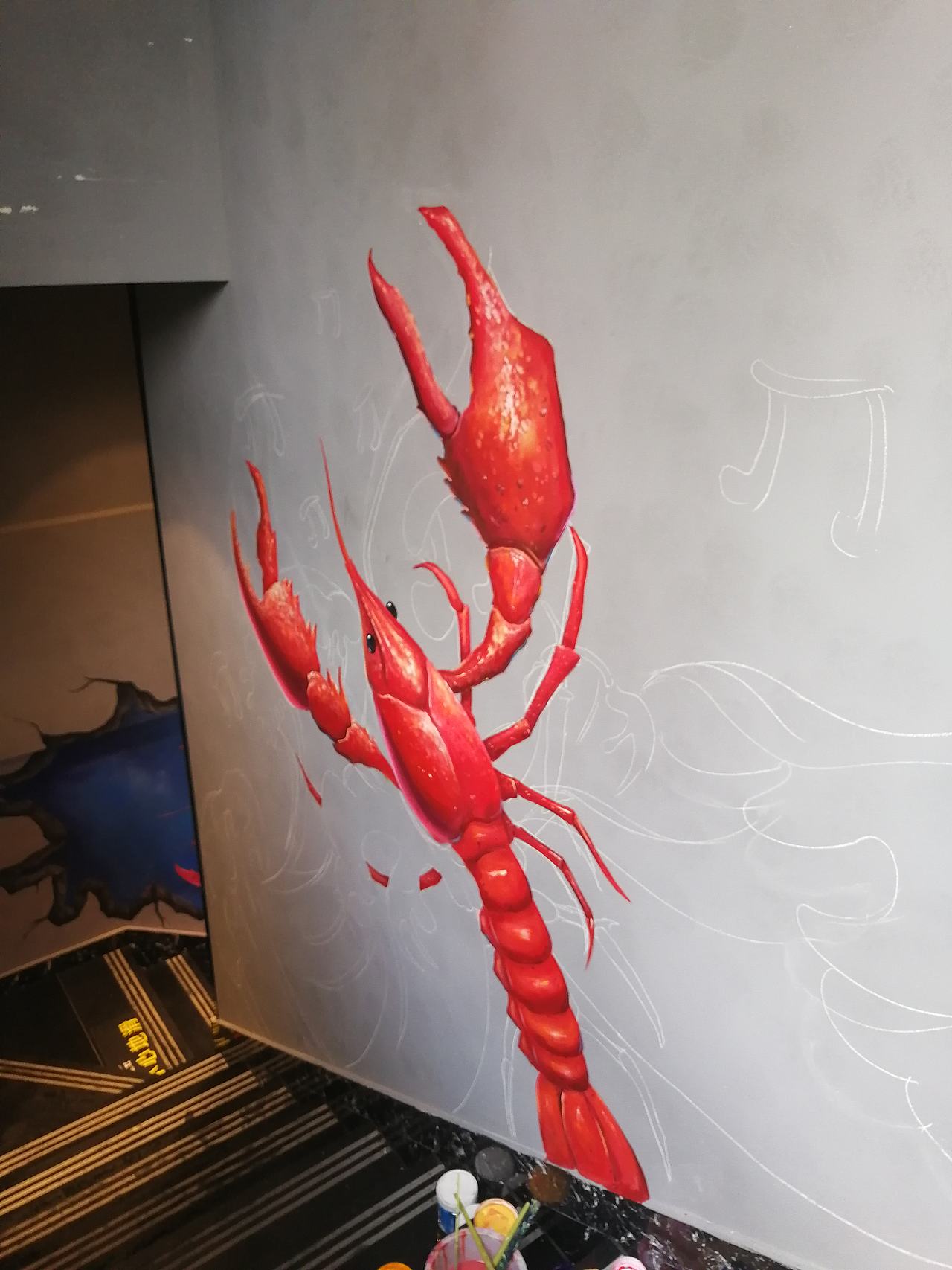 龙虾店墙体彩绘壁画涂鸦（图ZMTU4MTIzMDg0） - 新锐潮流插画 - 站酷设计师不桔小节原创素材 - 站酷ZCOOL