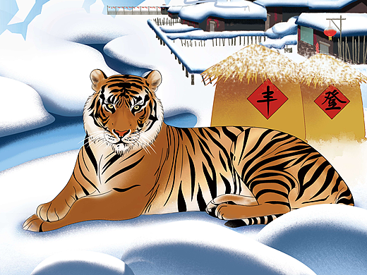 雪乡的东北虎