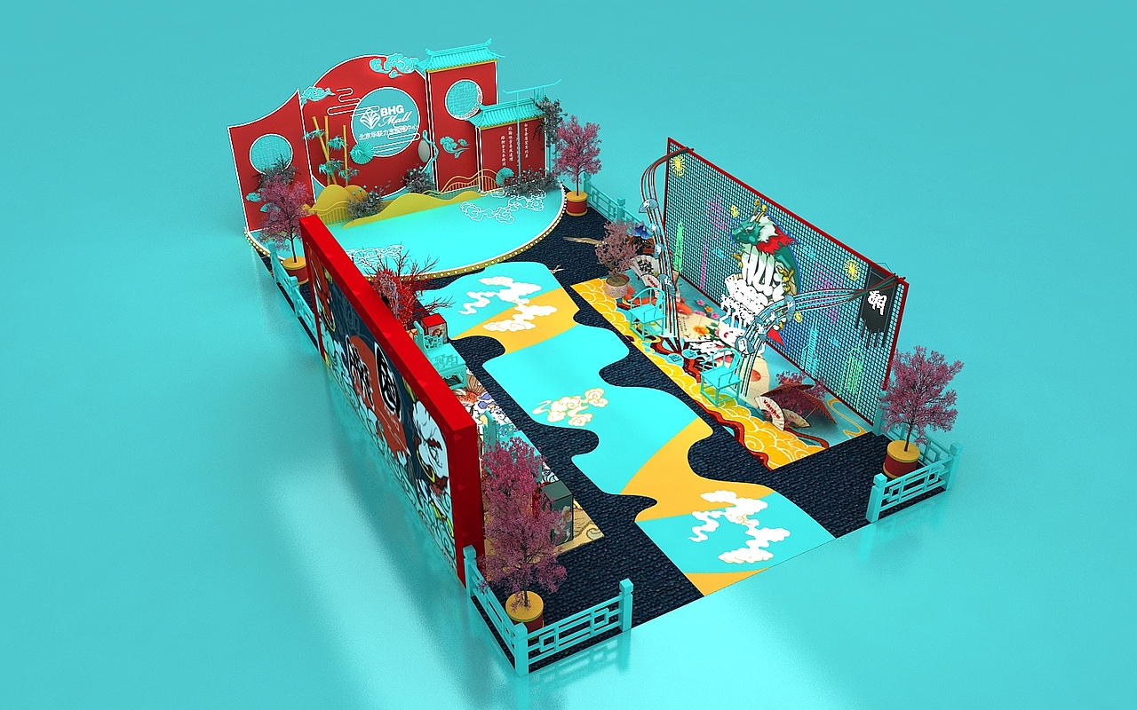 国潮新中式原创美陈_刘泽儒-站酷zcool