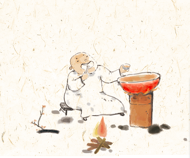 时间煮炉火 小品画