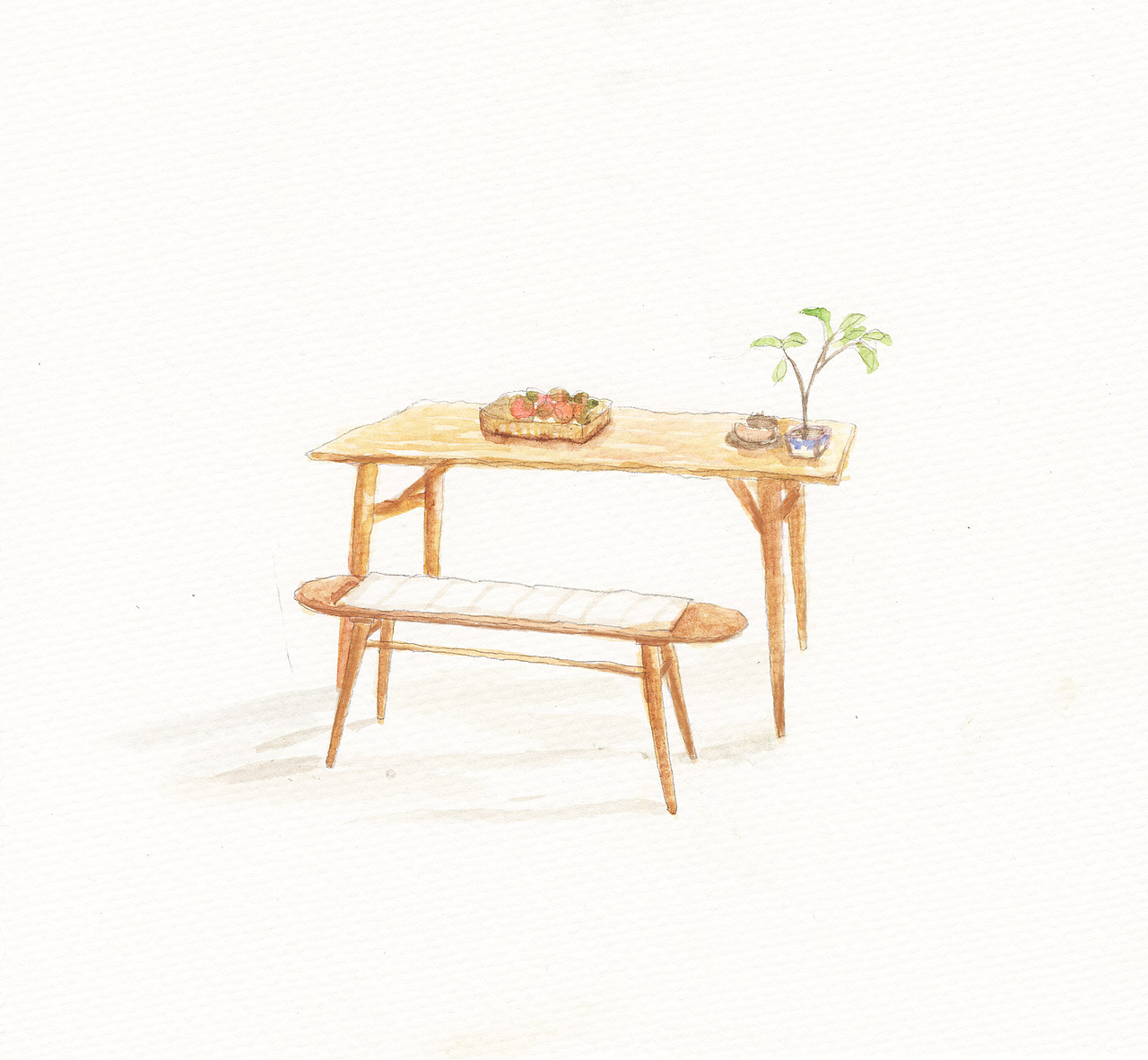 一组水彩家具小画