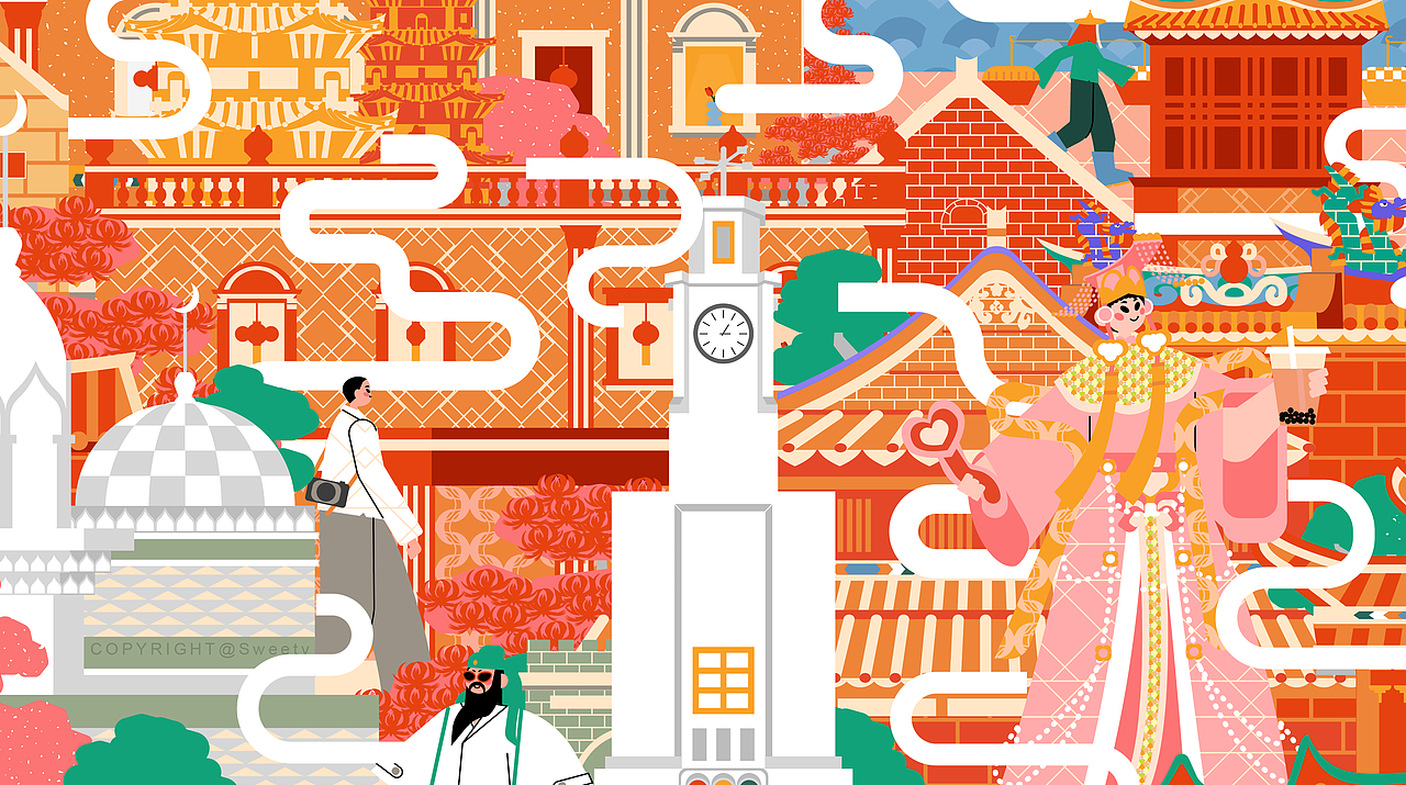 泉州城市ip插画——半城烟火半城仙