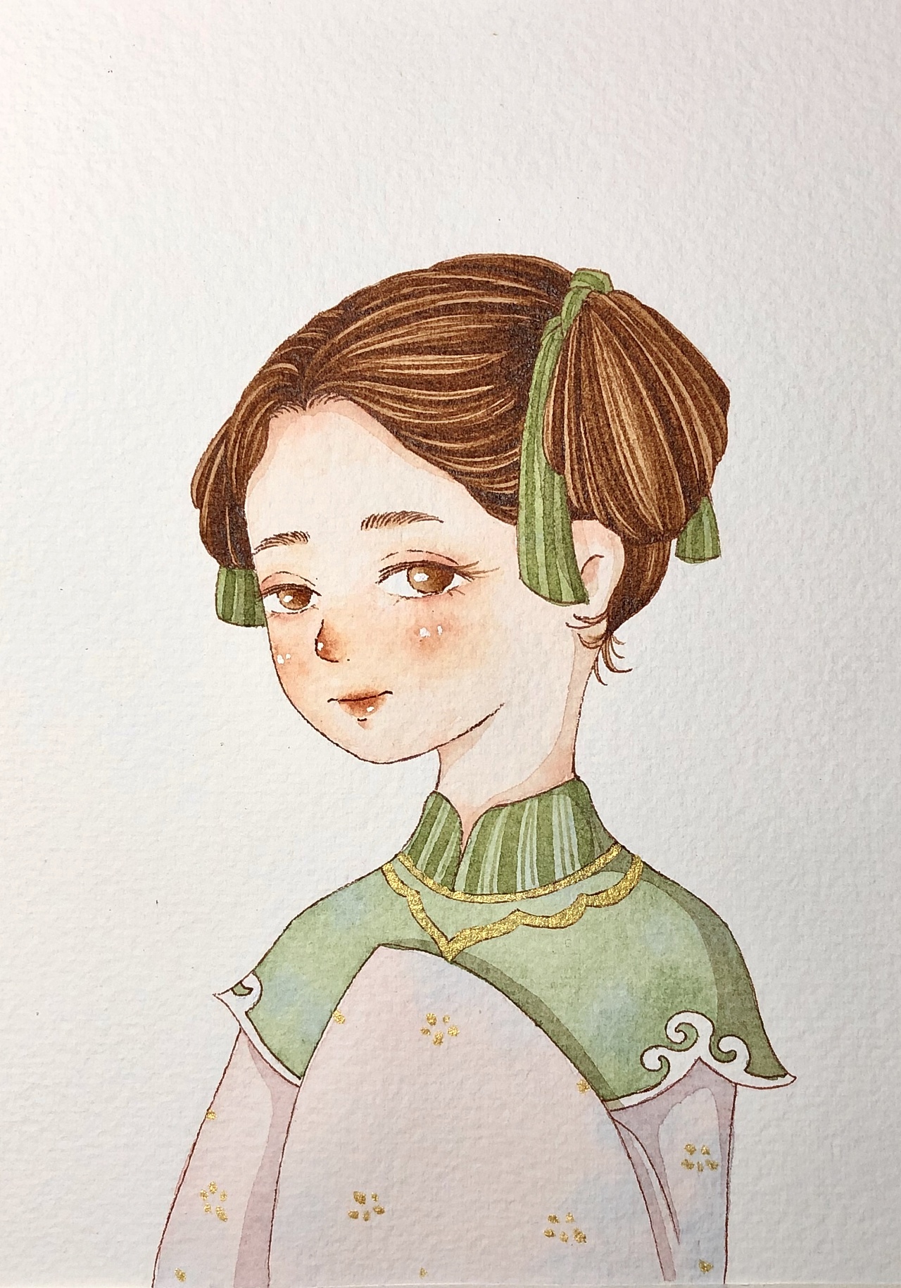 森系水彩人物绘今日份