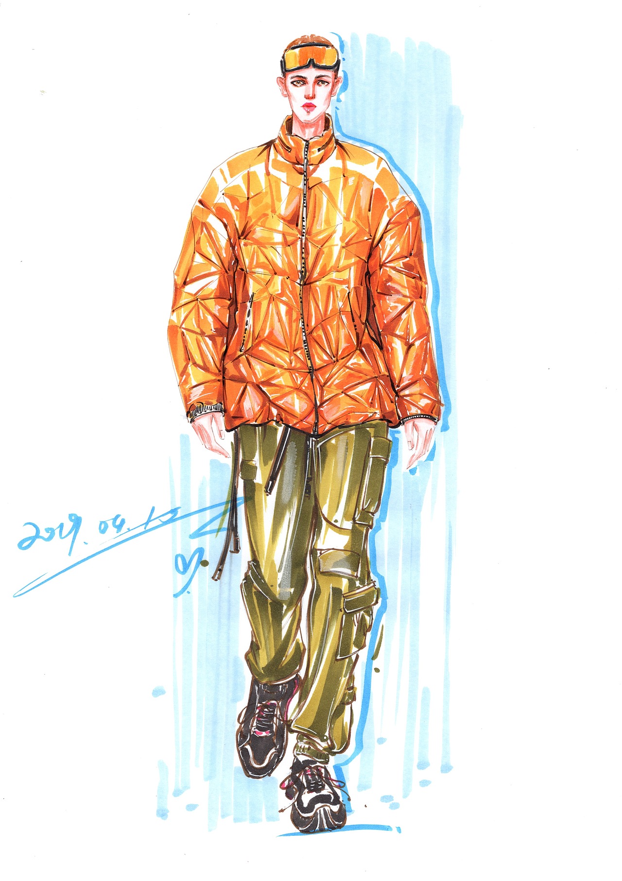 马克笔时装画～羽绒面料（图ZMTUzNzc2MDI4） - 休闲/流行服饰 - 站酷设计师零一手绘原创素材 - 站酷ZCOOL