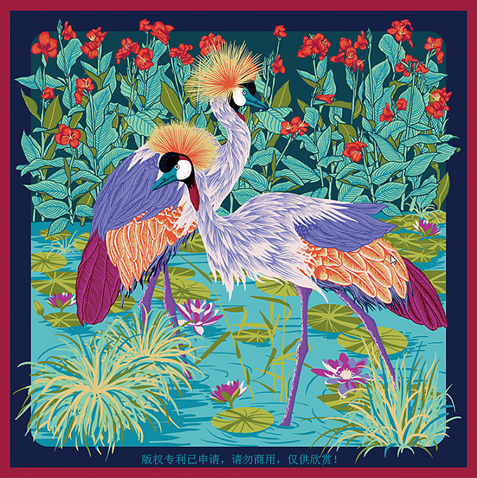 丝巾设计——荷塘漫步（图ZMTI5NzU5NDYw） - 其他服装 - 站酷设计师段眸眸原创素材 - 站酷ZCOOL