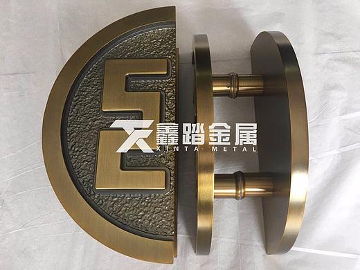 工商银行大门拉手定制 铝板雕刻工行拉手 圆形大门拉手