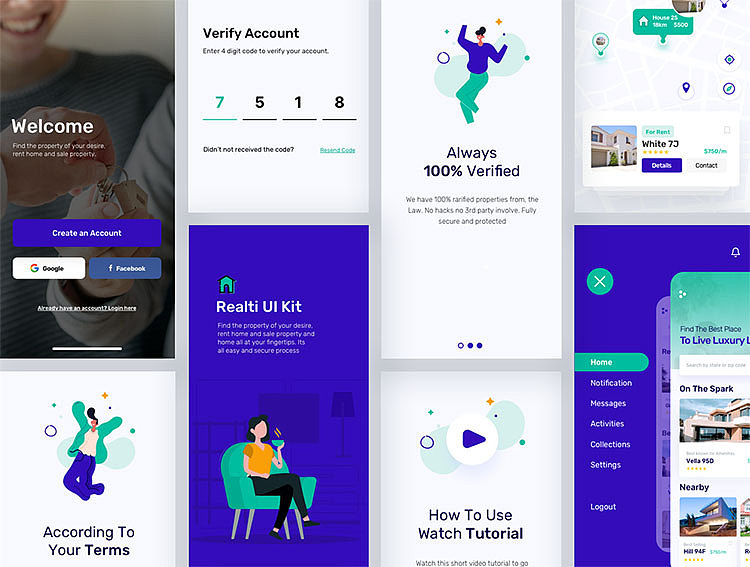 互联网在线房地产中介销售租赁民宿宾馆UI手机APP设计