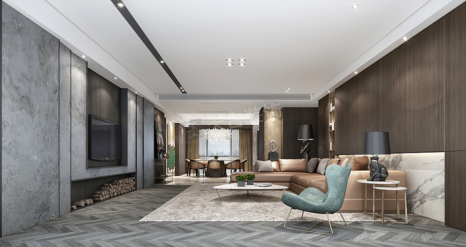 龙湖舜山府装修案例,港式风格大平层设计,天古装饰