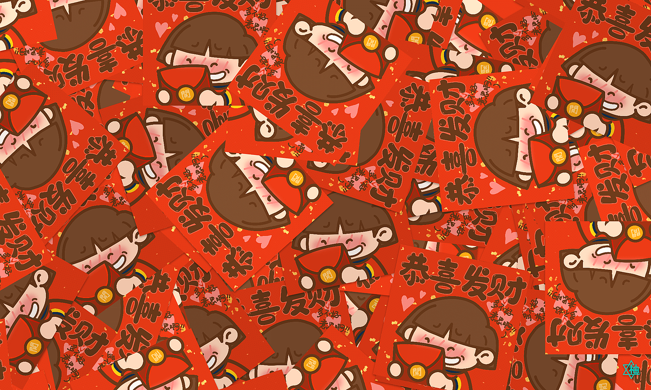 新年春季吃吃羽毛球恭喜发财贺喜新春表情小画