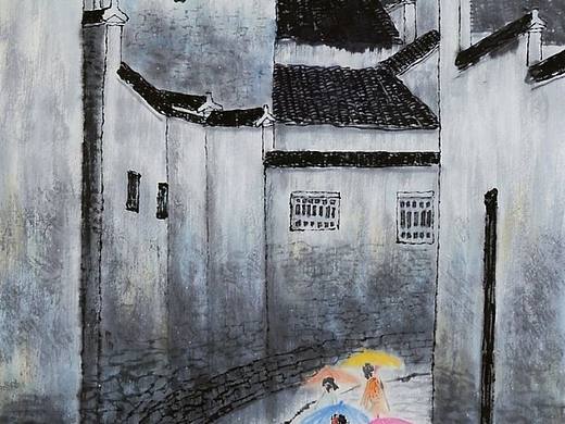 《徽州烟雨》（个人主页-ZNjgwNzc3NDA=） - 绘画 - 站酷设计师江周原创精品原创素材 - 站酷ZCOOL