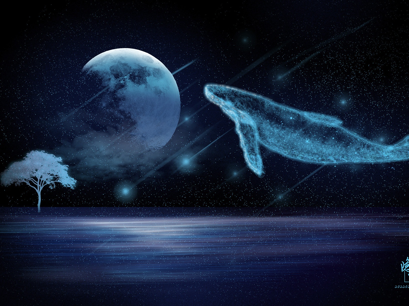 高清星空鲸鱼唯美图片图片
