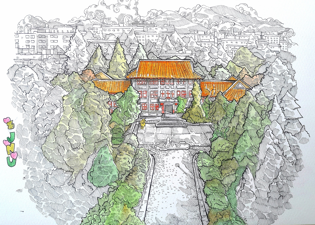 浙师校园系列第二组插画作品