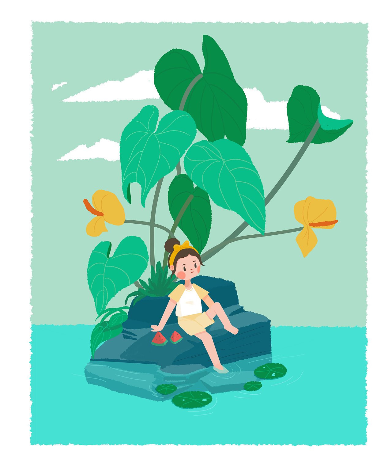 夏季清爽乘凉|插画|商业插画|z46035290 - 原创作品 - 站酷 (zcool)