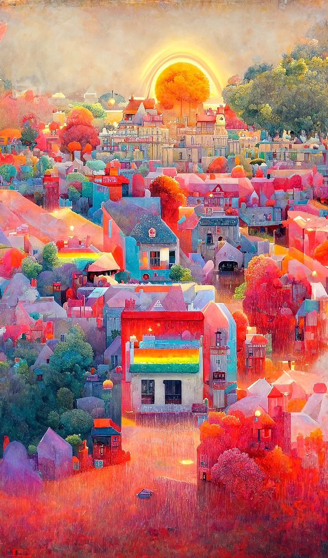 AI绘画档案馆|彩虹小镇四季·夏
