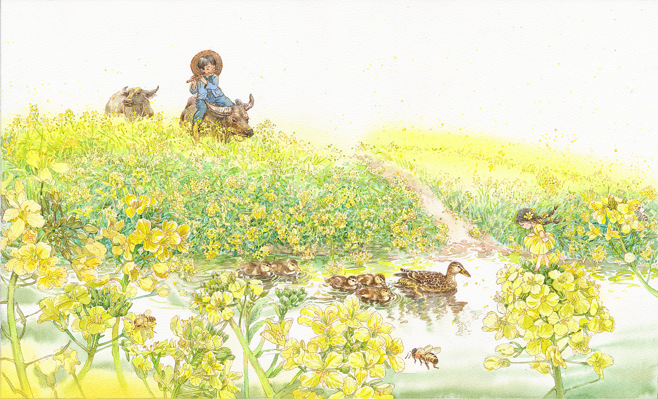 迎春花开了（图ZMjU2NjMxMjM2） - 绘本 - 站酷设计师1979水印原创素材 - 站酷ZCOOL