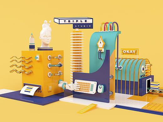 c4d（個(gè)人主頁(yè)-ZNDEyNTQ4MzY=） - 商業(yè)插畫 - 站酷設(shè)計(jì)師xiangxiaoxue199原創(chuàng)素材 - 站酷ZCOOL