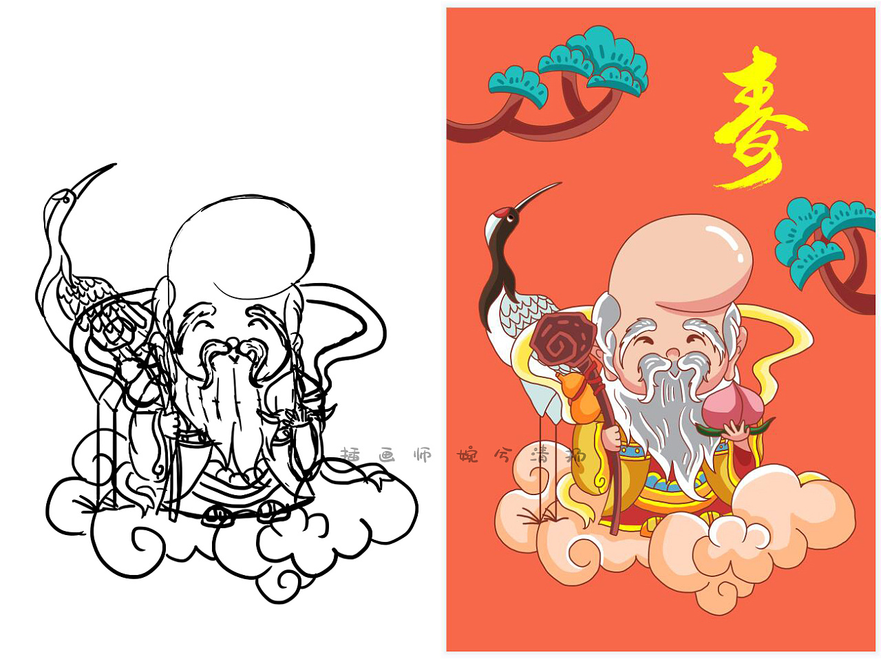 新年神仙——q版福禄寿喜财|插画|商业插画|婉兮清扬wxqy_原创作品