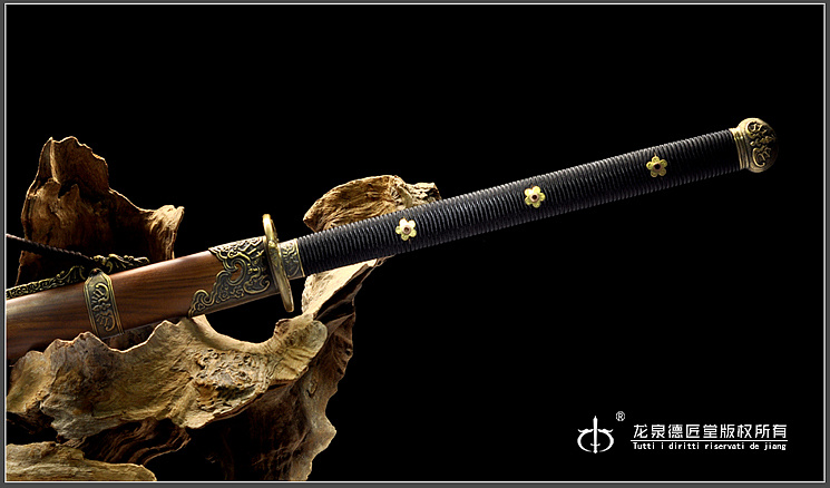 龙泉刀剑-蝙蝠苗刀|百炼花纹钢(dj-3361)