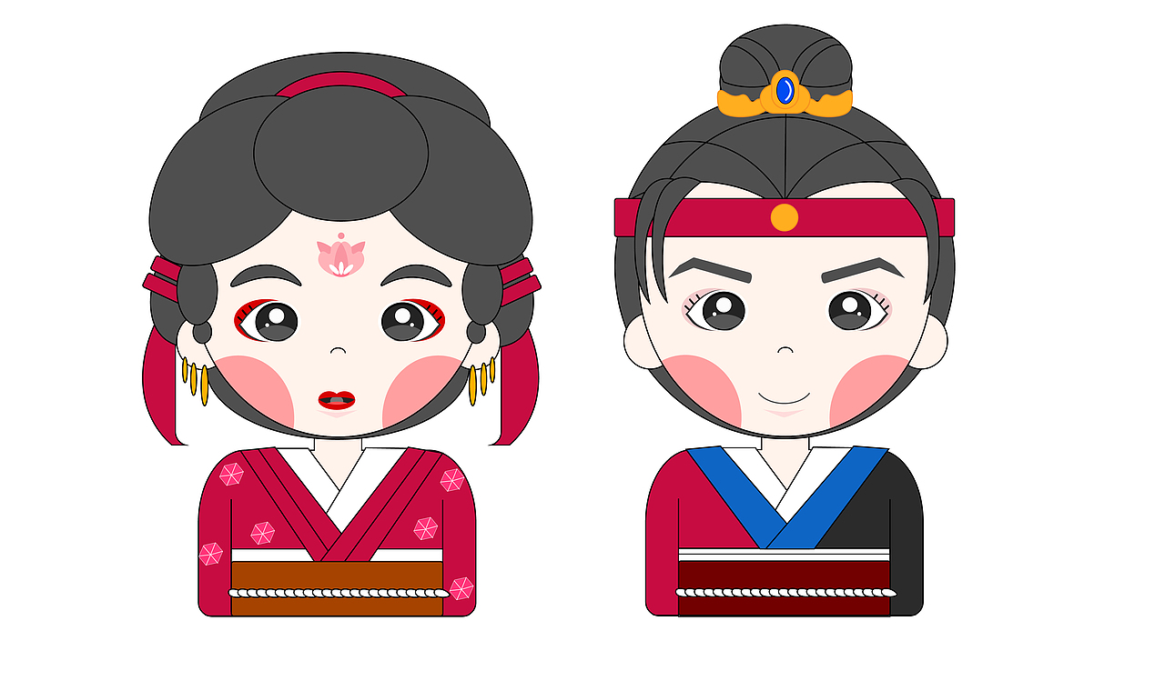 ai矢量手绘卡通大头娃娃