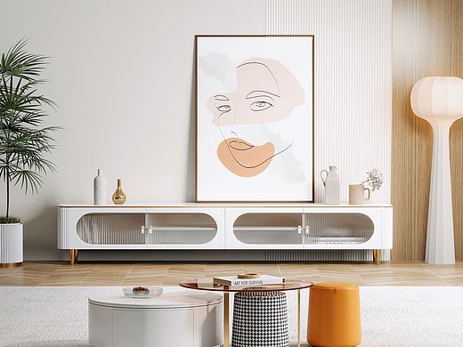 奶油风电视柜茶几