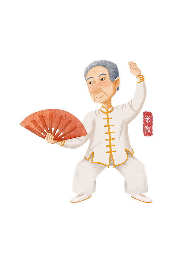 "老当益壮,太极功夫扇舞起来～"