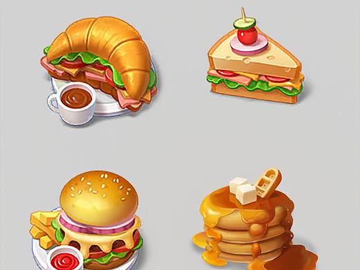 欧美风格绘制 ui 角色食物图标