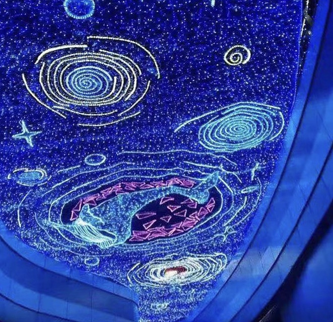 大型商场走廊天幕灯饰画灯光秀美陈亮化灯光节 led