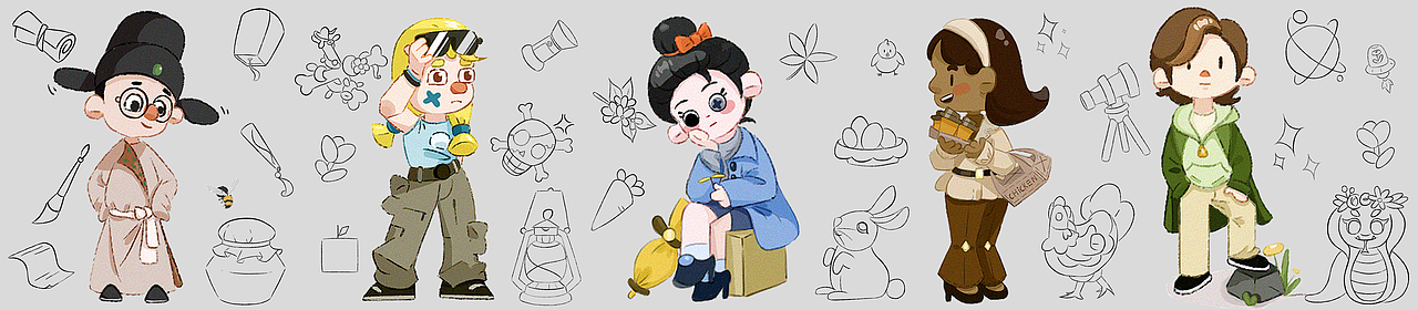 轻质感卡通贴纸