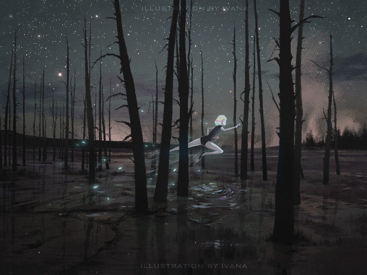 质感插画打卡挑战 Day01--星夜平原的狂奔（图ZMzI3NjE5MDQ4） - 创作习作 - 站酷设计师木香子Ivana原创素材 - 站酷ZCOOL