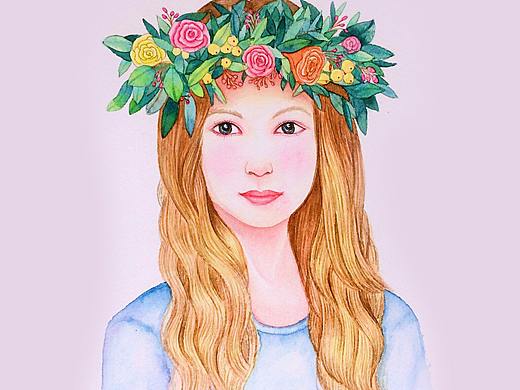 花环的女子