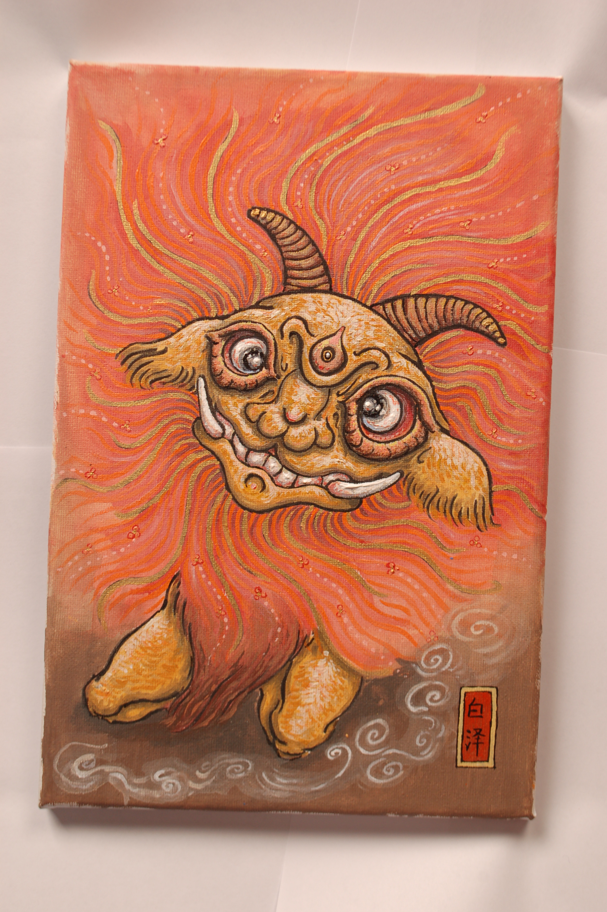 汉族神话之中的海马和白泽兽,东方玄幻生物纯手绘插画