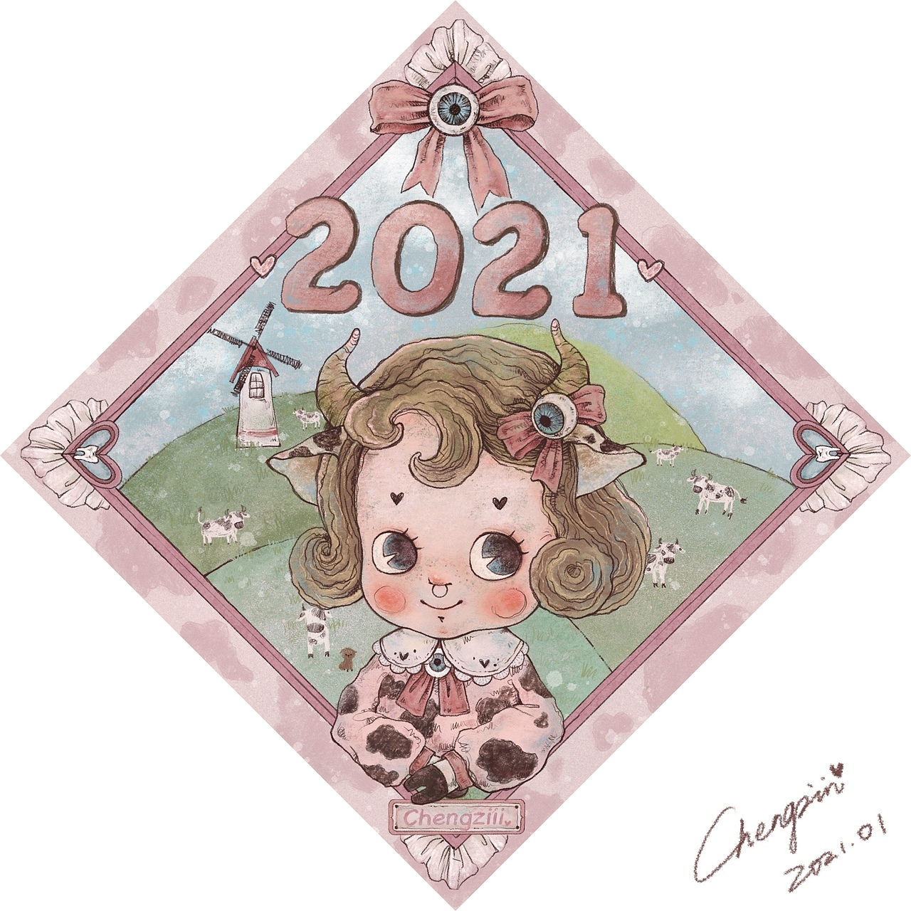 年画系列——2021哞娜丽莎
