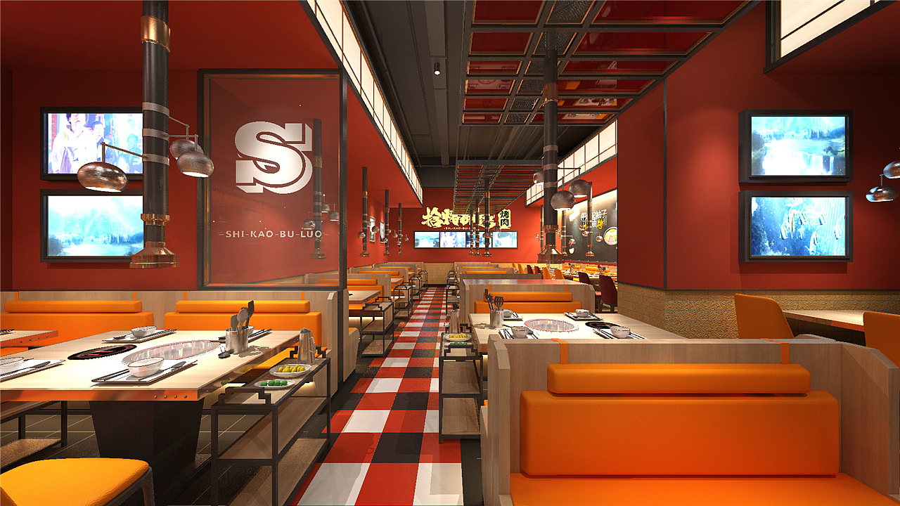 烧烤店设计风格自助烤肉店装修烧烤主题餐厅设计