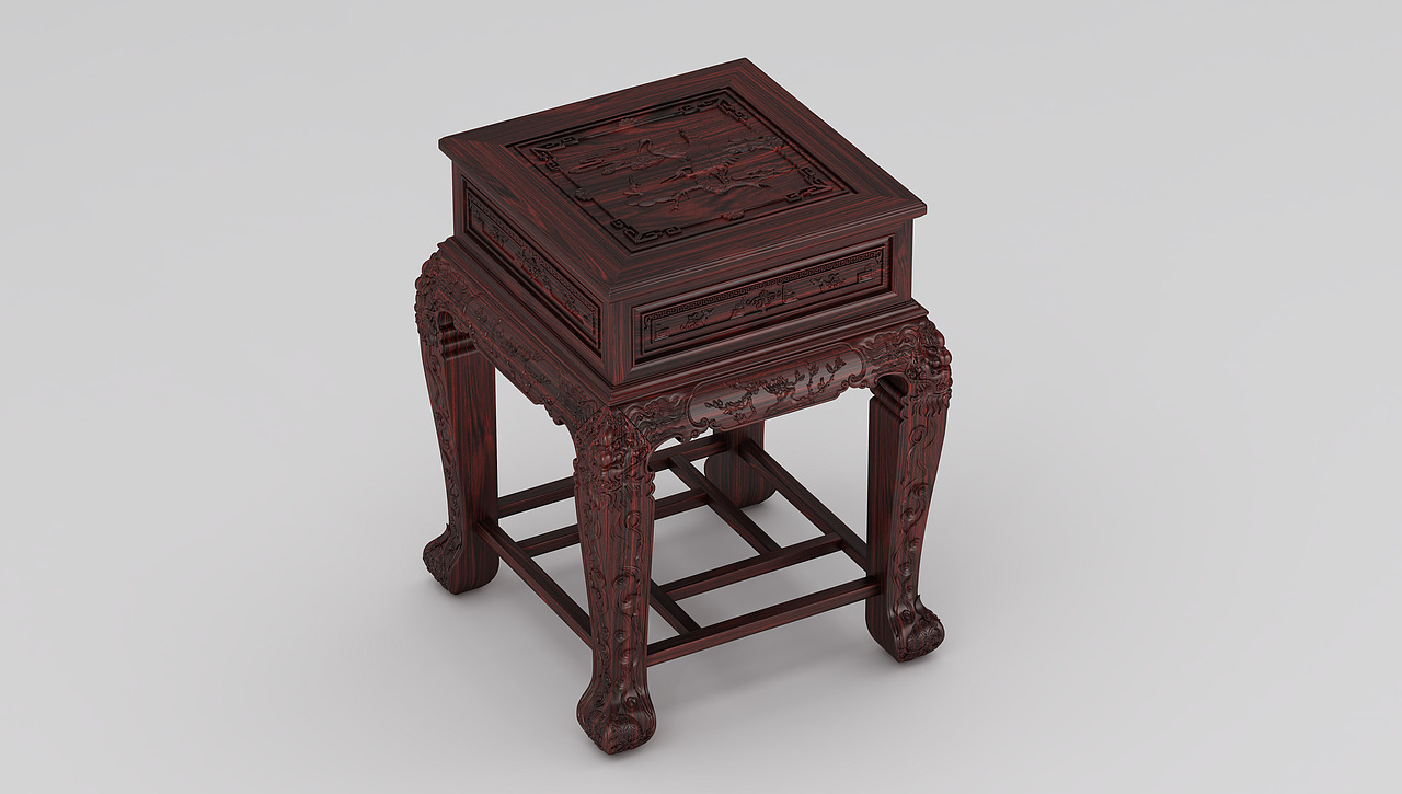 红木古典沙发建模、效果图表现